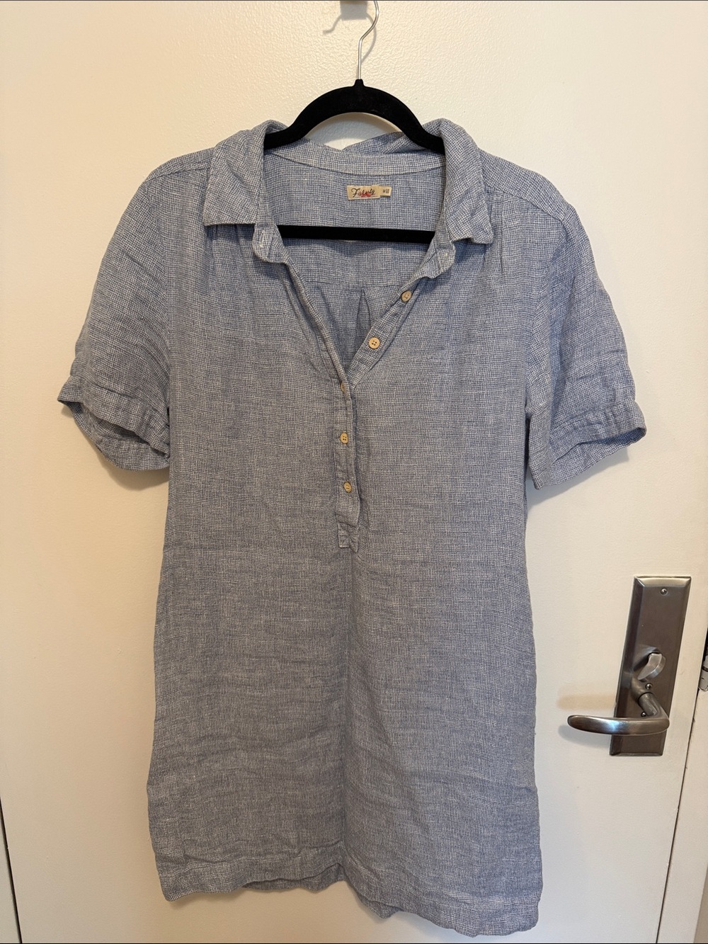 Faherty Light Blue Linen Mini Dress